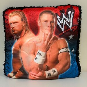 WWE WRestling Pillow John Cena Triple H Accent Throw Red Black Plush Fuzzy Pro
